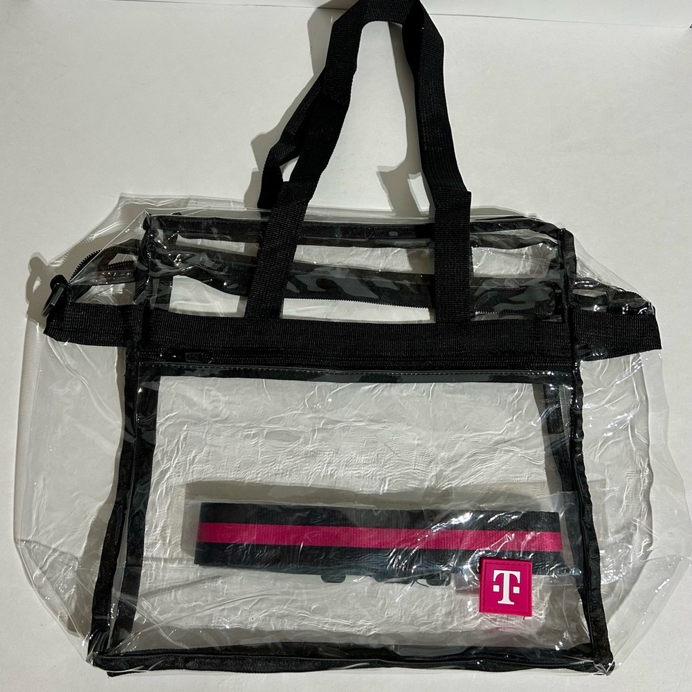 T-Mobile Stadium Concert Bag Tote Purse Shoulder Strap Clear Black NEW 12x12x5